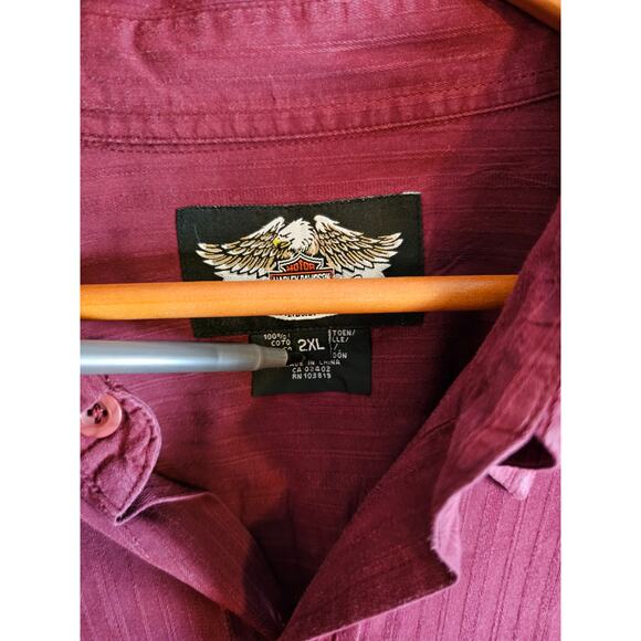 Harley-Davidson Men's L/S Embroidered Button Up Shirt. Wine. Size 2XL - Picture 6 of 6